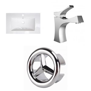 Dessus en céramique Roxy, 32" x 18,25", 1 trou, blanc