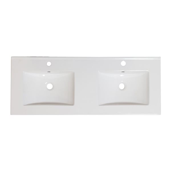 American Imaginations Xena 59-in x 18-in White Ceramic Single Hole Vanity Top Set with Chrome Overflow Cap