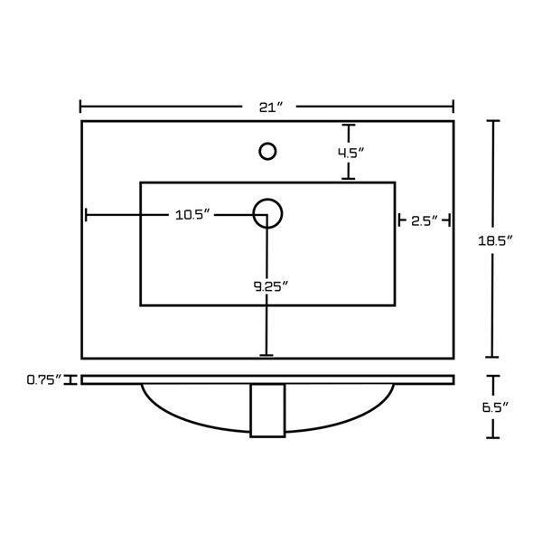 American Imaginations Vee 21-in x 18.5-in White Singlehole Ceramic Top Set With Chrome Faucet And Overflow Cap
