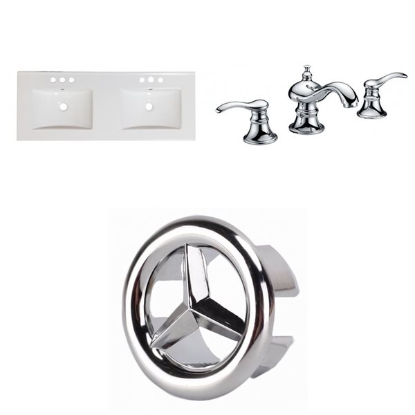 American Imaginations 59-in x 18-in White Ceramic Xena 2 Sinks