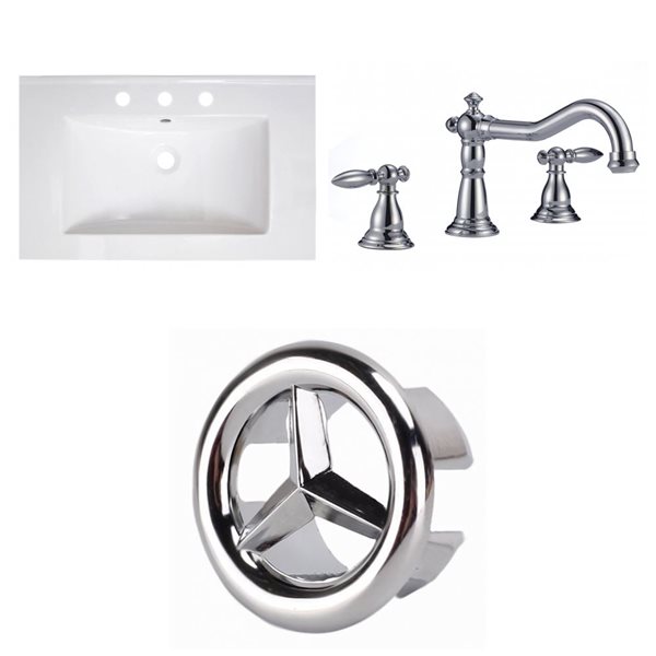 American Imaginations Roxy Ceramic Top Set - 30-in x 18.5-in - Widespread - White