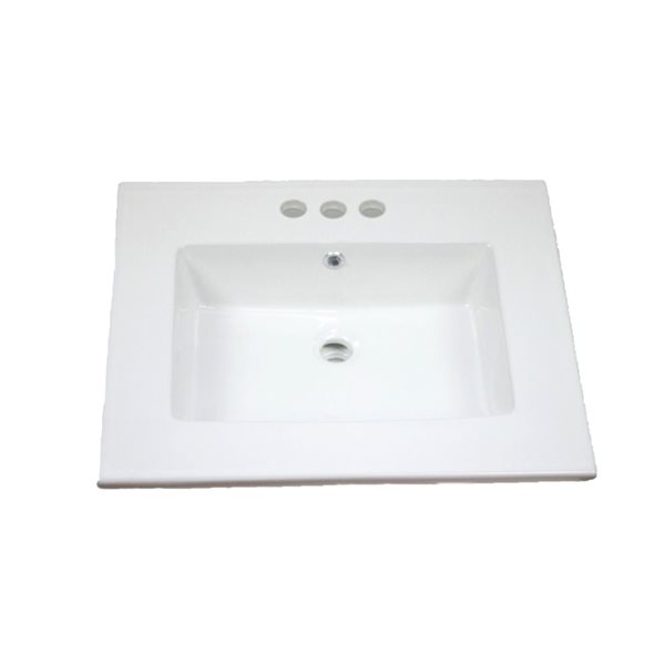 American Imaginations Flair 25-in x 22-in White Ceramic Vanity Top Set 4-in Centreset Oil Rubbed Bronze Bathroom Sink Drain