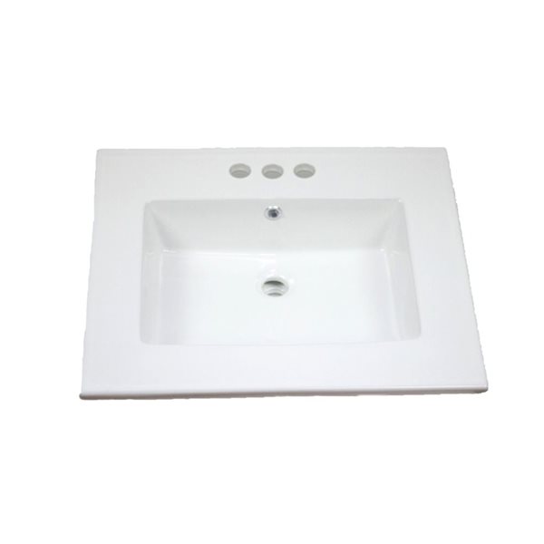 American Imaginations Flair 25-in x 22-in White Ceramic Vanity Top Set 4-in Centreset White Bathroom Sink Drain