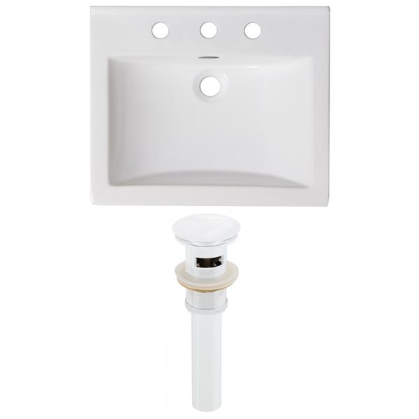 American Imaginations Omni 21- in x 18.5- in White Ceramic Top Set With White Drain