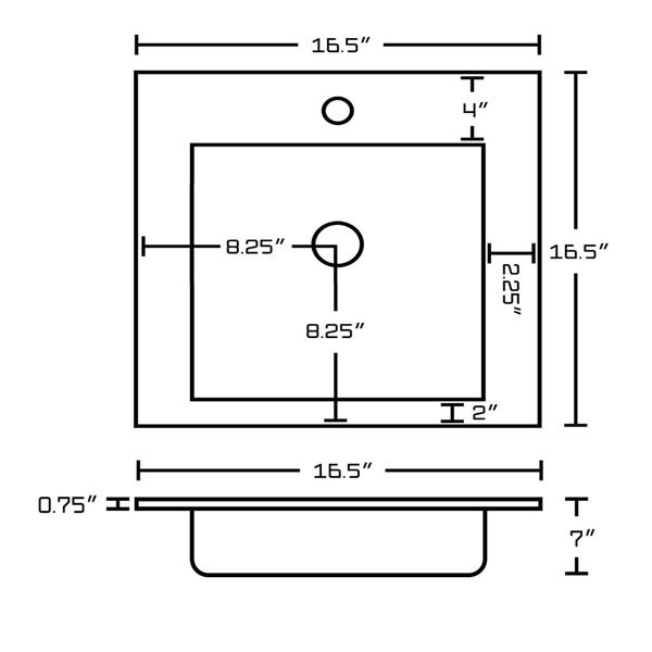 American Imaginations 16.5 x 16.5-in White Ceramic Single Hole Vanity Top Set Gold Sink Drain