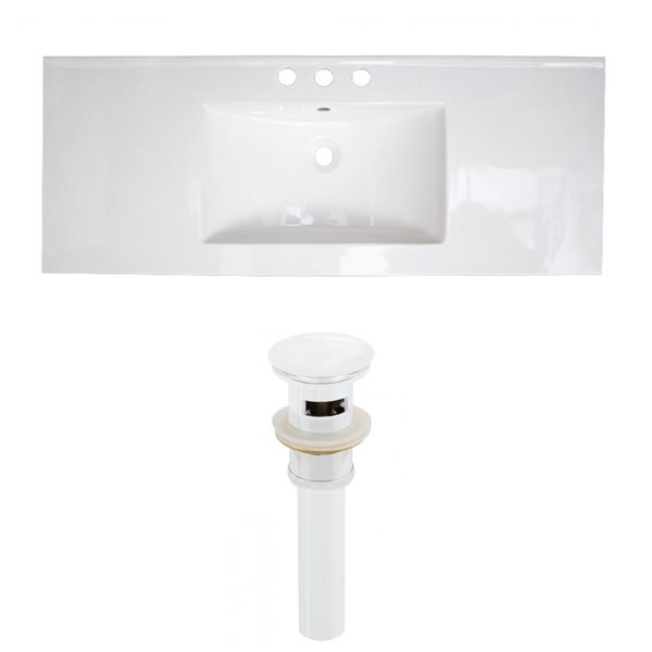 American Imaginations 39.75 x 18.25-in White Ceramic Widespread Vanity Top Set White Sink Drain