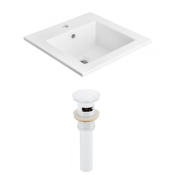 American Imaginations Ceramic Top Set - 21-in x 18-in - Single Hole - White