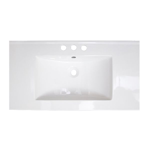 American Imaginations Flair 32-in x 18.25-in White Widespread Ceramic Top Set With White Sink Drain