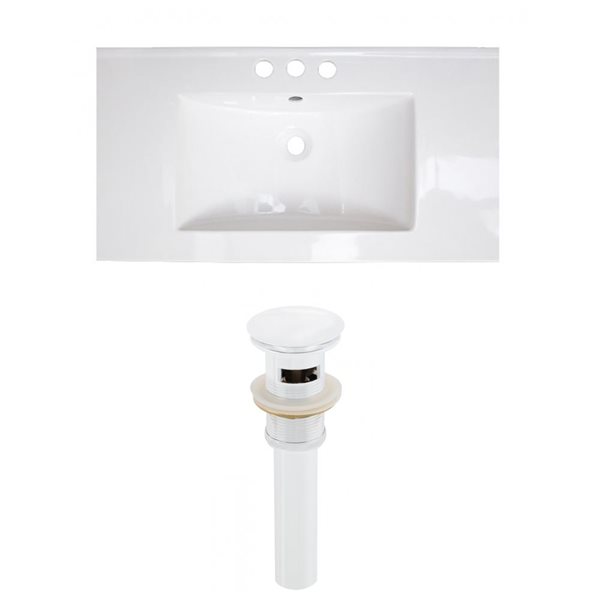 American Imaginations Flair 32-in x 18.25-in White Widespread Ceramic Top Set With White Sink Drain