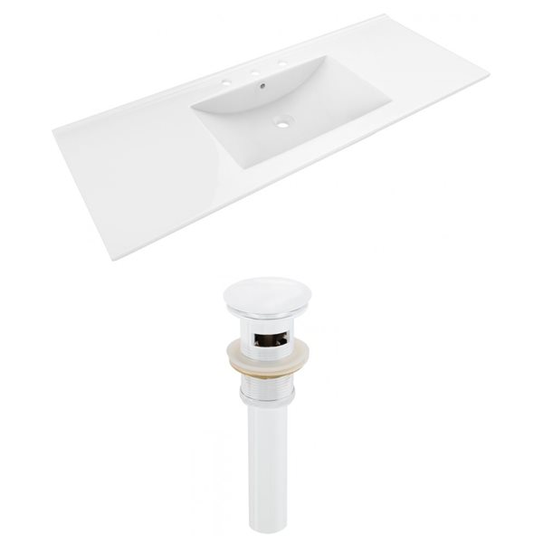 American Imaginations 48 x 18.5in White Ceramic Whidespread Vanity Top Set White Sink Drain AI