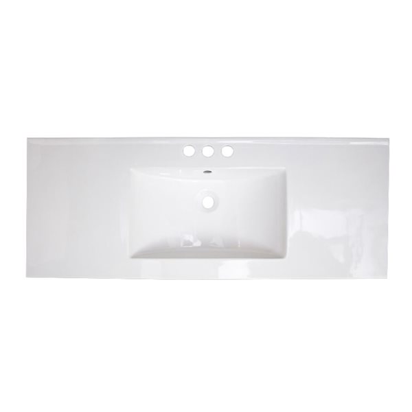 American Imaginations Roxy 48 x 18.5-in White Ceramic 4-in Centerset Vanity Top Set Oil Rubbed Bronze Sink Drain
