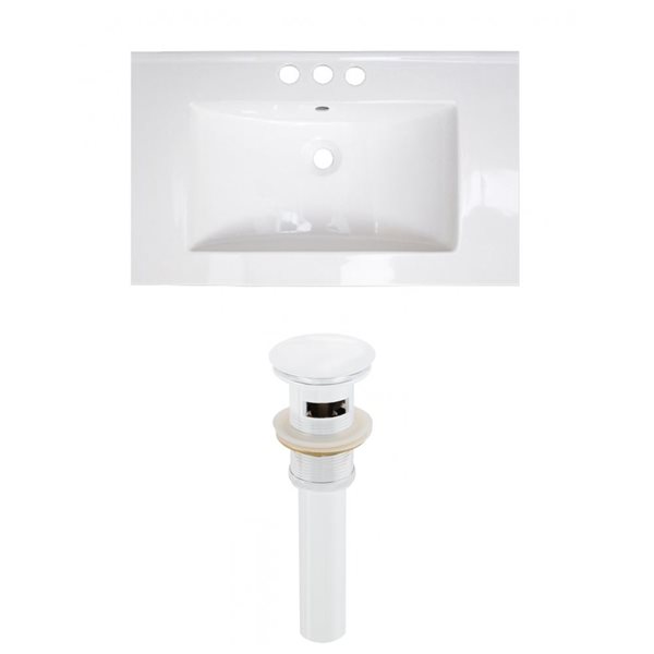 American Imaginations Roxy 32 x 18.25-in White Ceramic 4-in Centerset Vanity Top Set White Sink Drain