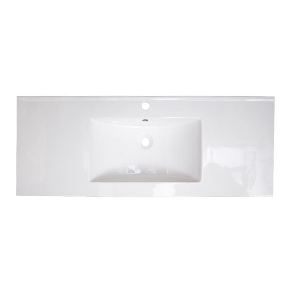 American Imaginations Roxy 48 x 18.5-in White Ceramic Single Hole Vanity Top Set Gold Sink Drain