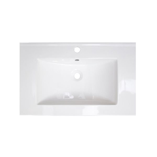 American Imaginations Roxy 24.25-in x 18.25-in White Ceramic Top Set with Brushed Nickel Sink Drain Single Hole