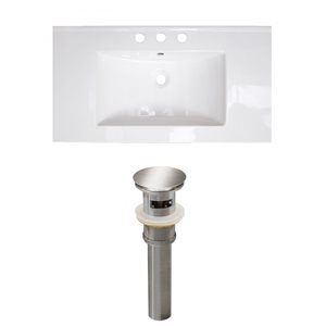 Dessus en céramique Flair, 32" x 18,25", répandu, blanc