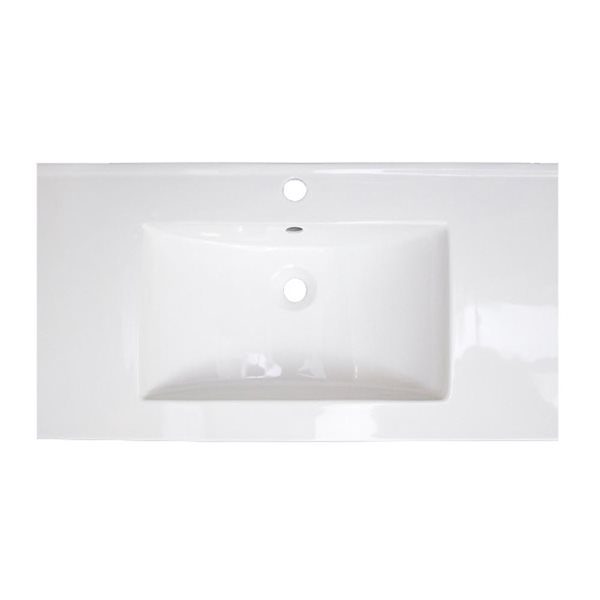 American Imaginations Flair 32-in x 18.25-in White Singlehole Ceramic Top Set With White Faucet