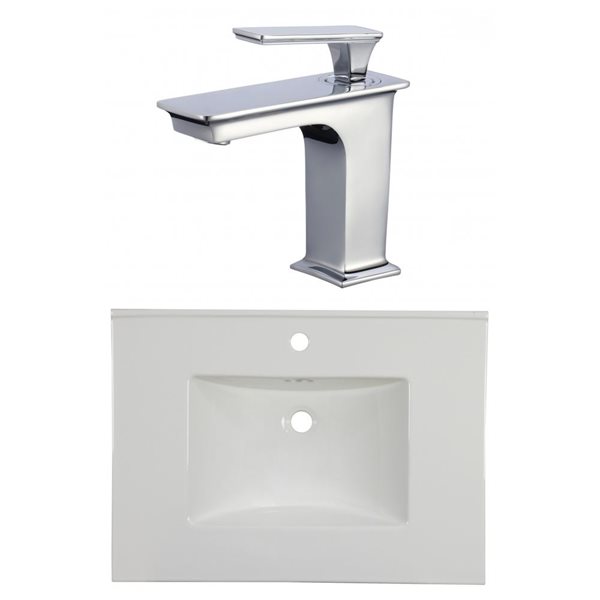 American Imaginations Flair 30.75 x 22.25in White Ceramic Single Hole