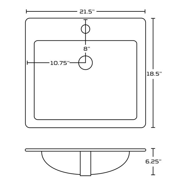 American Imaginations 21.5-in x 18.5-in White Ceramic Vanity Top Set Single Hole Chrome Bathroom Faucet