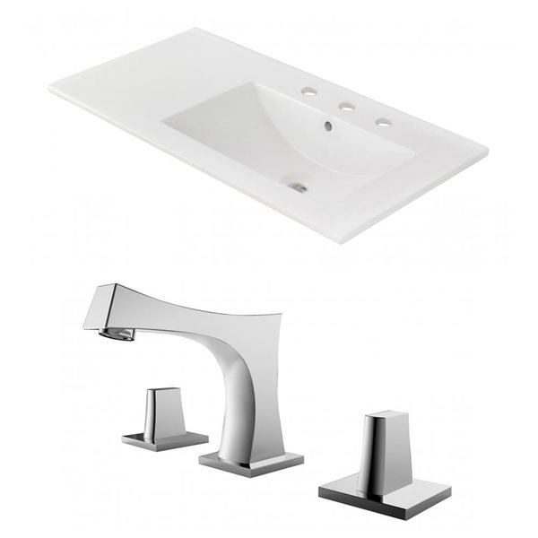 American Imaginations Xena 59in x 18in White Ceramic Single Hole