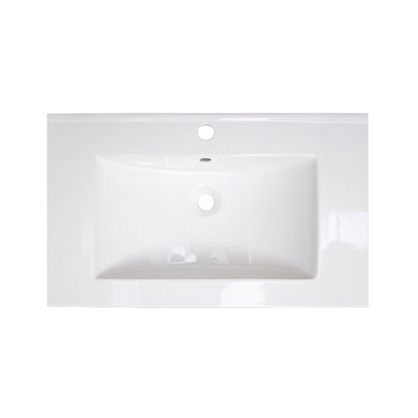 American Imaginations Roxy 32 x 18.25-in White Ceramic Single Hole Vanity Top Set Chrome Bathroom Faucet