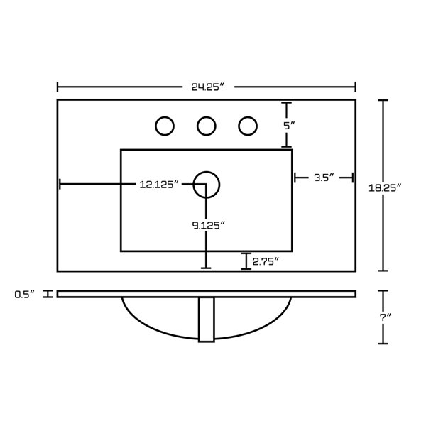 American Imaginations Roxy 24.25-in x 18.25-in White Ceramic Top Set with Chrome Faucet