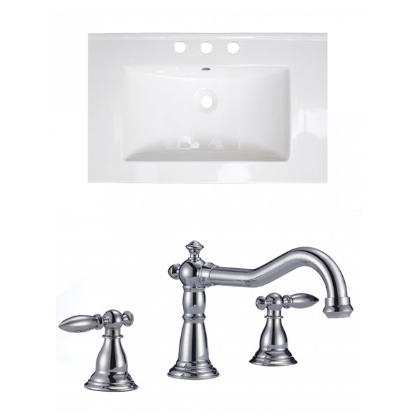 American Imaginations Roxy 24.25-in x 18.25-in White Ceramic Top Set with Chrome Faucet