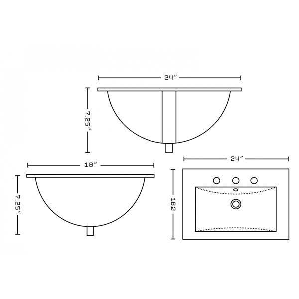 American Imaginations Ceramic Top Set - 24-in x 18-in - 4-in centreset - White