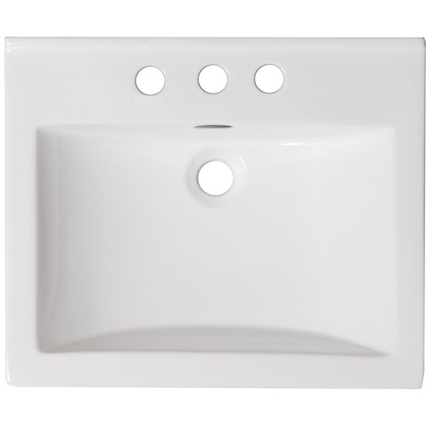 American Imaginations Omni 21- in x 18.5-in White Ceramic Top Set With Gold Overflow Cap and Drain
