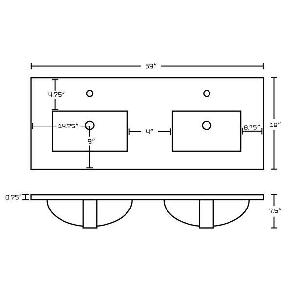 American Imaginations Ceramic Top Set - 59-in - White