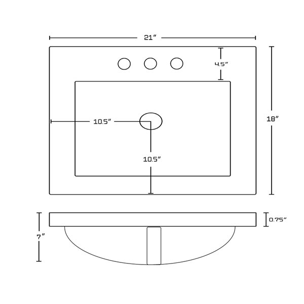 American Imaginations 21-in White Ceramic Centerset Vanity Top Set Chrome Sink Drain and Overflow Cap