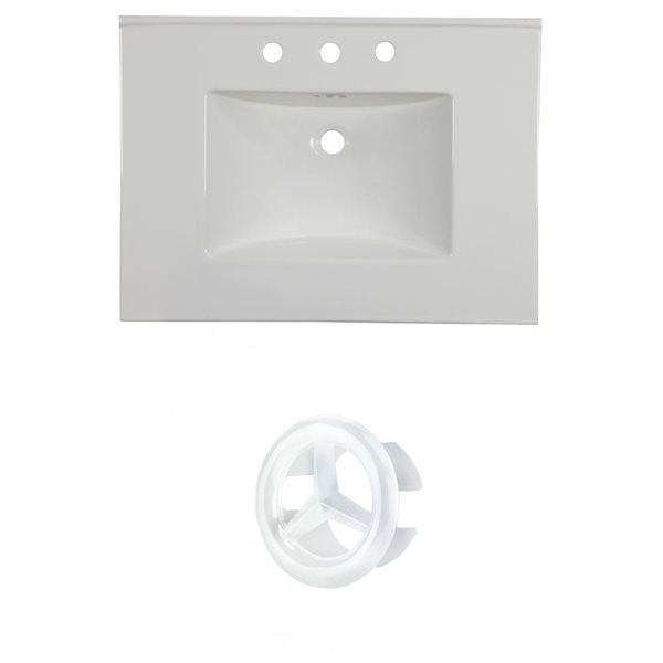 American Imaginations Flair 30.75in White Ceramic Vanity Top Set with