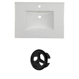 American Imaginations Flair 30.75-in White Ceramic Vanity Top Set with Black Cap Single Hole