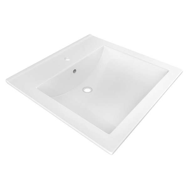 American Imaginations 21.5-in White Ceramic Vanity Top Set Single Hole White Overflow Cap