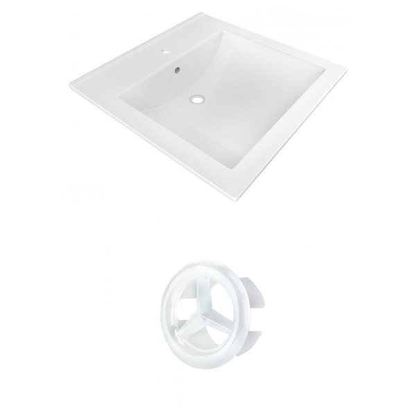 American Imaginations 21.5-in White Ceramic Vanity Top Set Single Hole White Overflow Cap