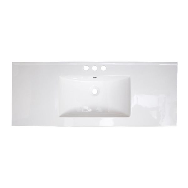 American Imaginations Flair 48.75-in White Ceramic Widespread Vanity Top Set White Overflow Cap