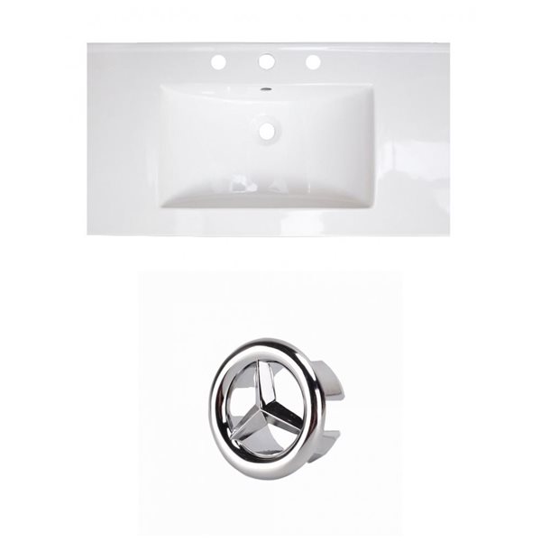 American Imaginations Flair 36.75-in White Ceramic Top Set with Chrome Overflow Cap