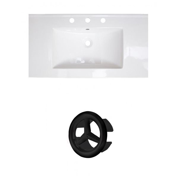 American Imaginations Flair 36.75-in White Ceramic Top Set with Black Overflow Cap