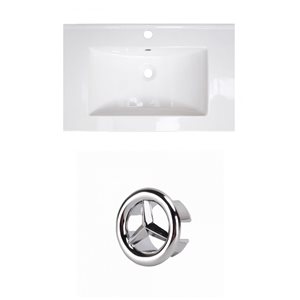 American Imaginations Flair 25-in White Ceramic Vanity Top Set with Chrome Overflow Cap Single Hole