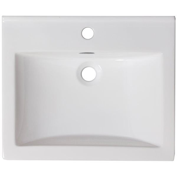 American Imaginations 21-in White Ceramic Single Hole Vanity Top Set Black Overflow Cap