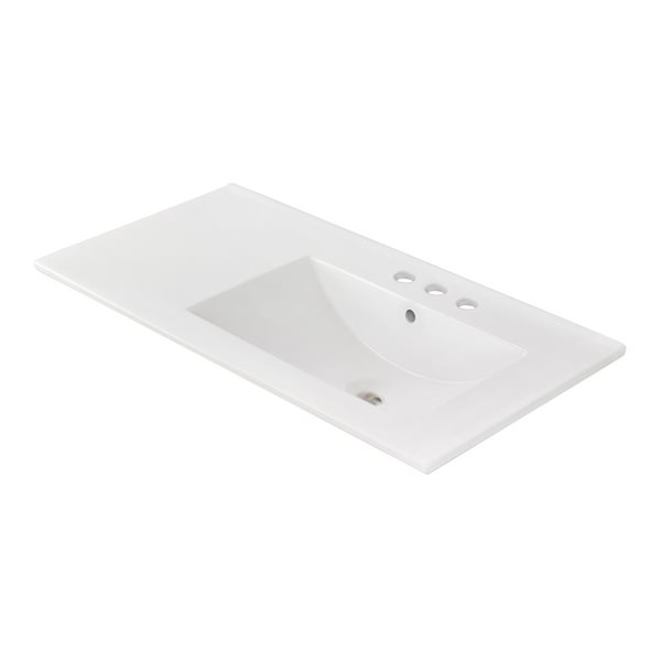 American Imaginations 35.5-in White Ceramic Centerset  Vanity Top Set White Overflow Cap