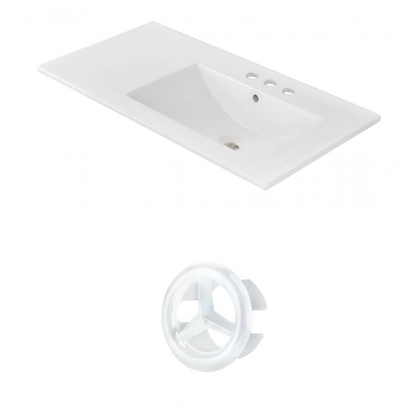 American Imaginations 35.5-in White Ceramic Centerset  Vanity Top Set White Overflow Cap