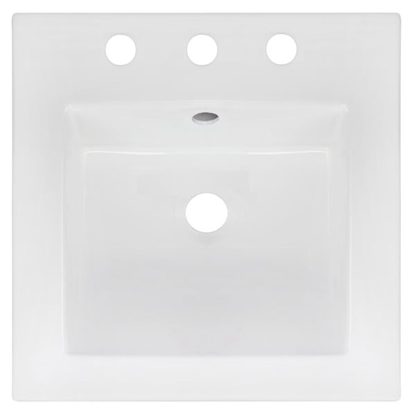 American Imaginations 16.5 x 16.5-in White Ceramic Centerset Vanity Top Set Chrome Overfow Cap