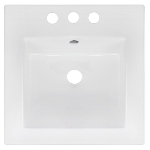 American Imaginations 16.5 x 16.5-in White Ceramic Centerset Vanity Top Set Chrome Overfow Cap