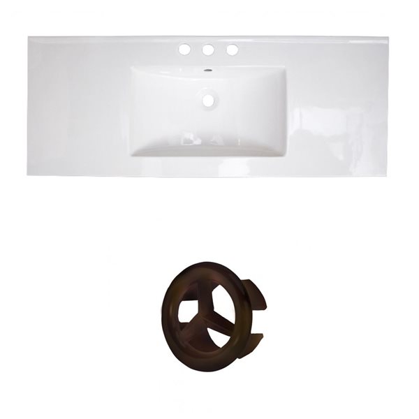 American Imaginations 39.75-in White Ceramic Top Set with Oil Rubbed Bronze Overflow Cap