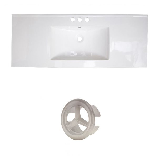 American Imaginations 39.75-in White Ceramic Top Set with Brushed Nickel Overflow Cap
