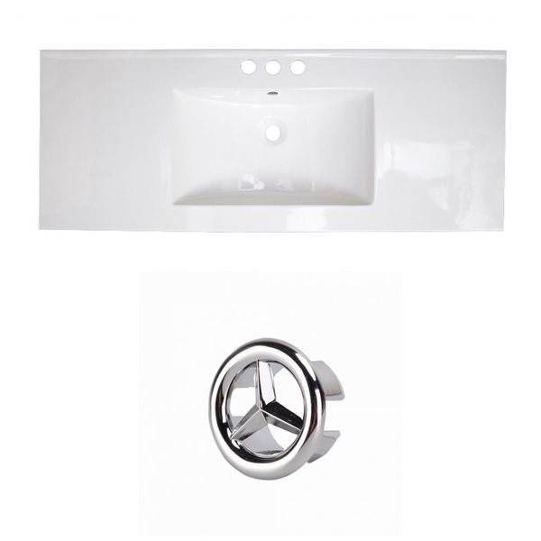 American Imaginations 39.75-in White Ceramic Top Set with Chrome Overflow Cap