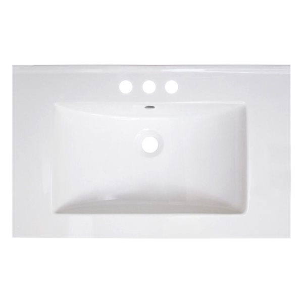American Imaginations Vee 30-in White Ceramic Vanity Top Set with Oil Rubbed Bronze Overflow Cap