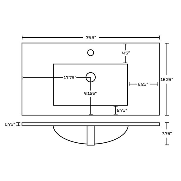 American Imaginations Xena 35.5-in White Ceramic Single Hole  Vanity Top Set Chrome Overflow Cap