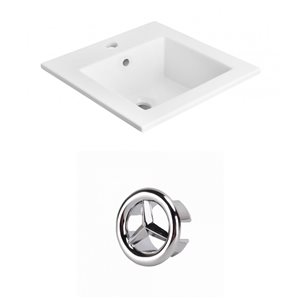 American Imaginations 21-in White Ceramic Top Set With Chrome Overflow Cap