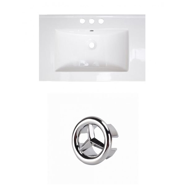 American Imaginations 23.75-in White Ceramic Centerset Vanity Top Set Chrome Overflow Cap